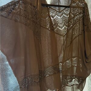 Black Sheer Lace Kimono Cardigan